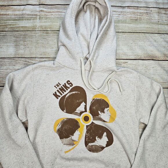 The Kinks Band Hoodie Mens Size Small Royal Apparel Made In USA Beige Tan - Picture 1 of 5